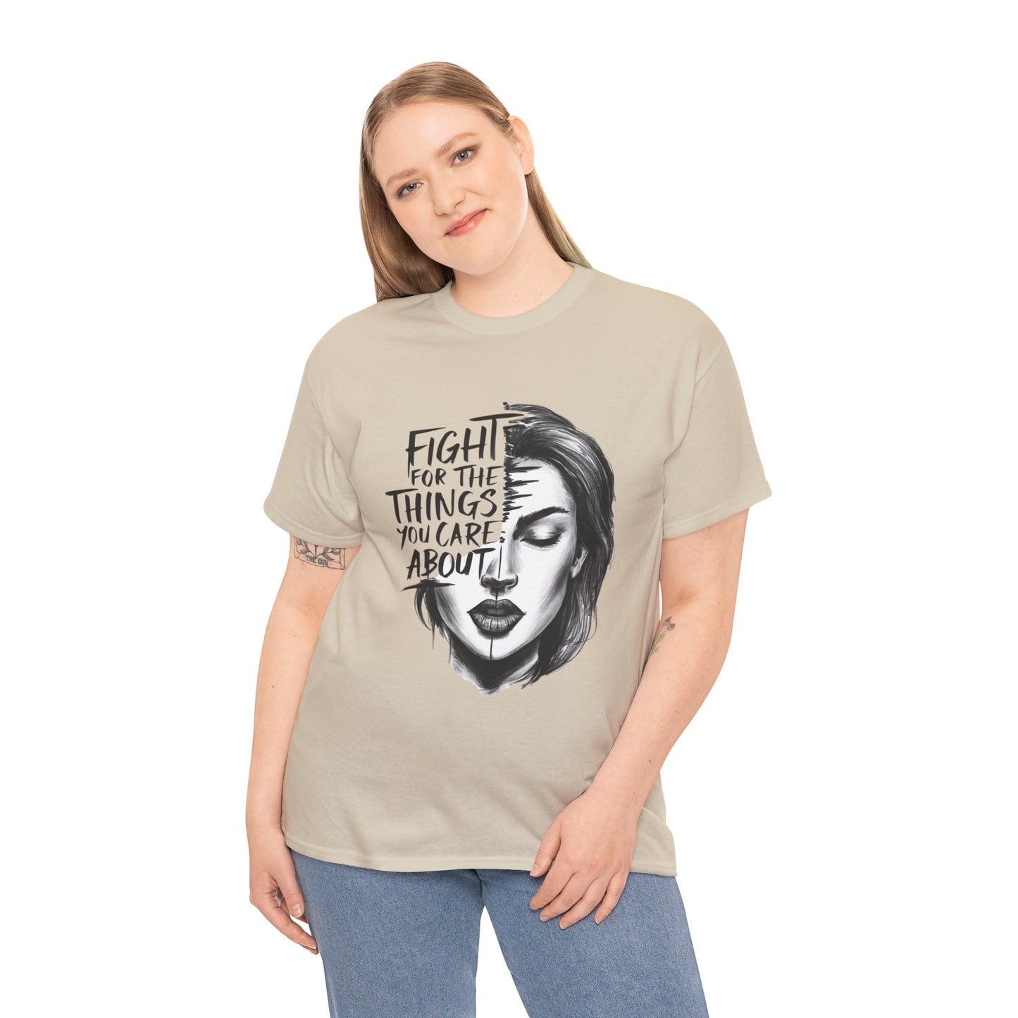 Fight Printed T Shirt with Hearts