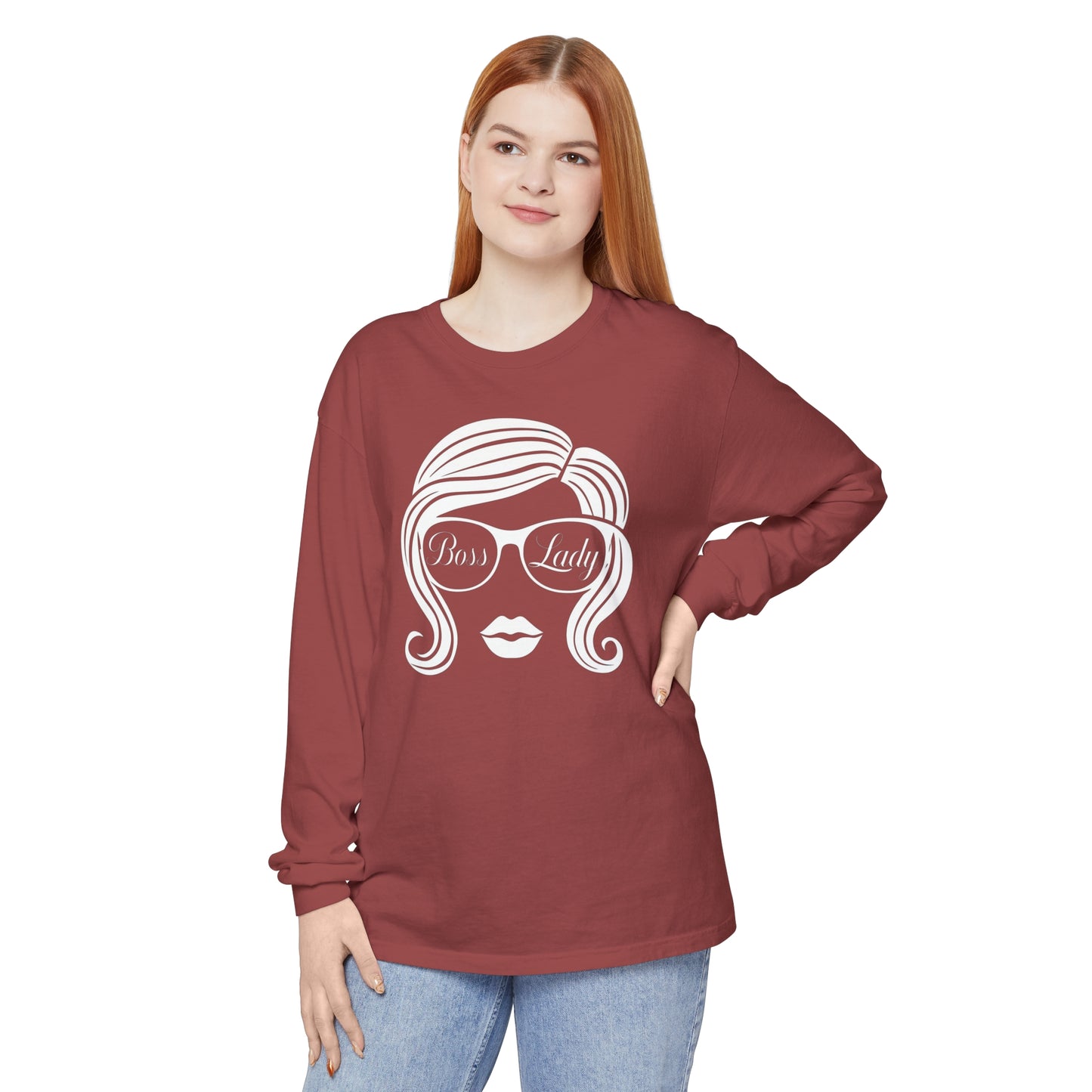 Boss Lady Women Garment-dyed Long Sleeve T-Shirt