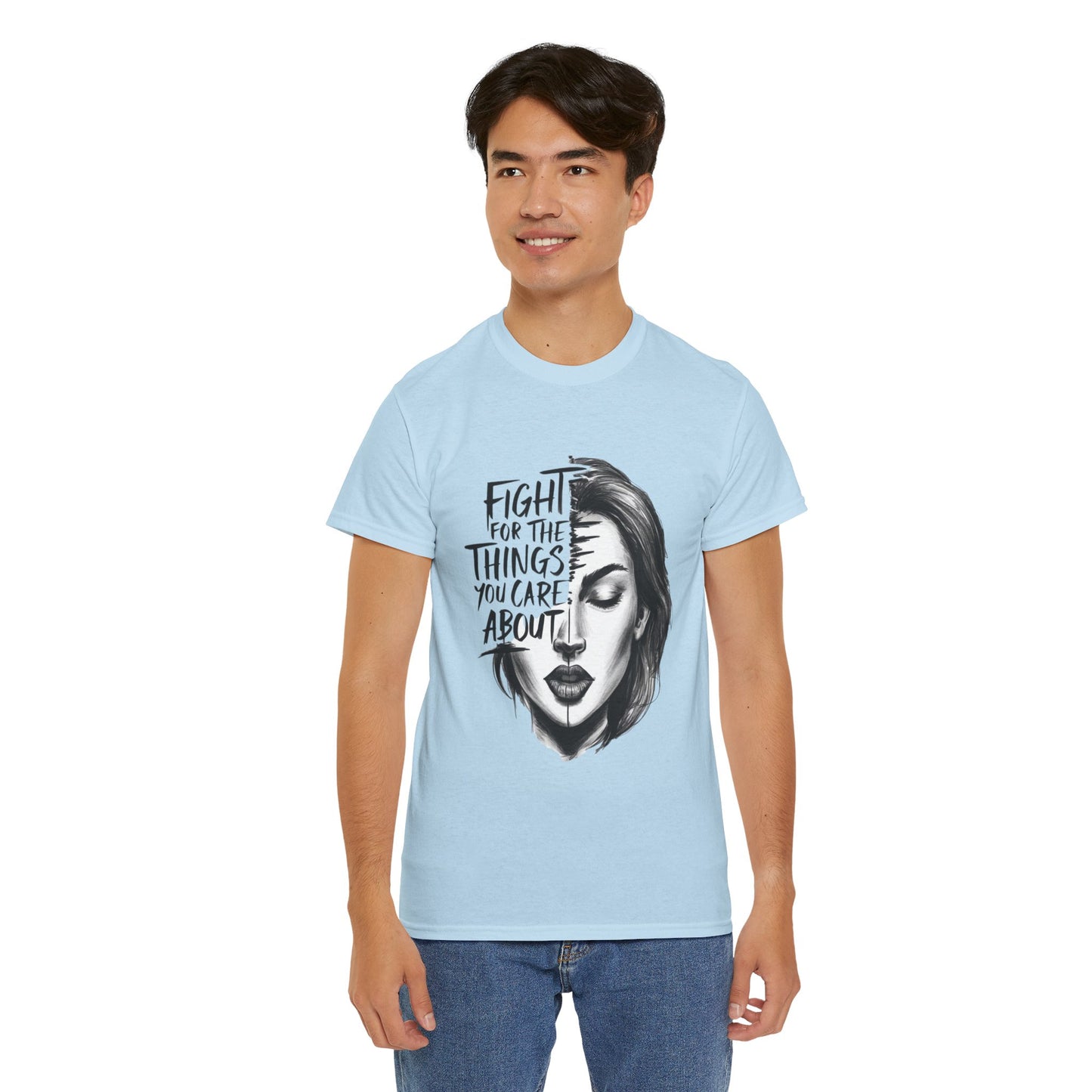 Fight Printed T Shirt with Hearts