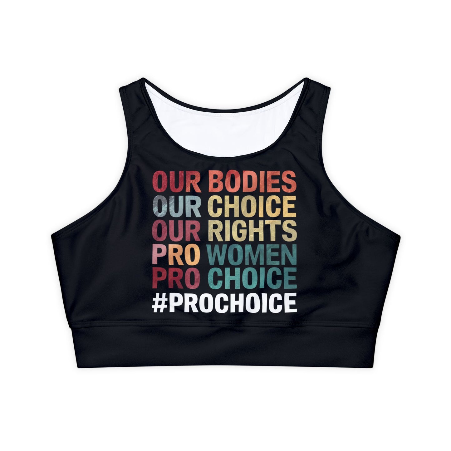 Our Bodies Fully Lined, Padded Sports Bra (AOP)