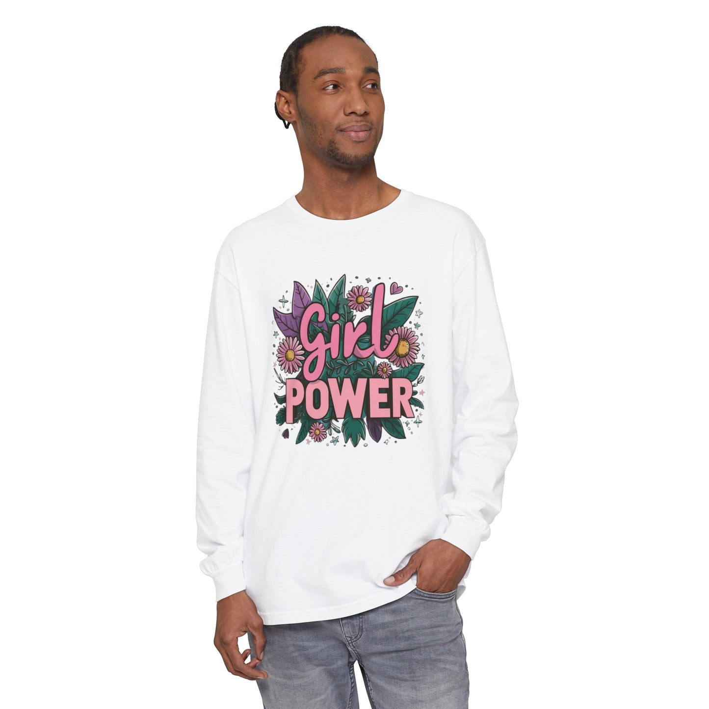 Girl Power Women Garment-dyed Long Sleeve T-Shirt