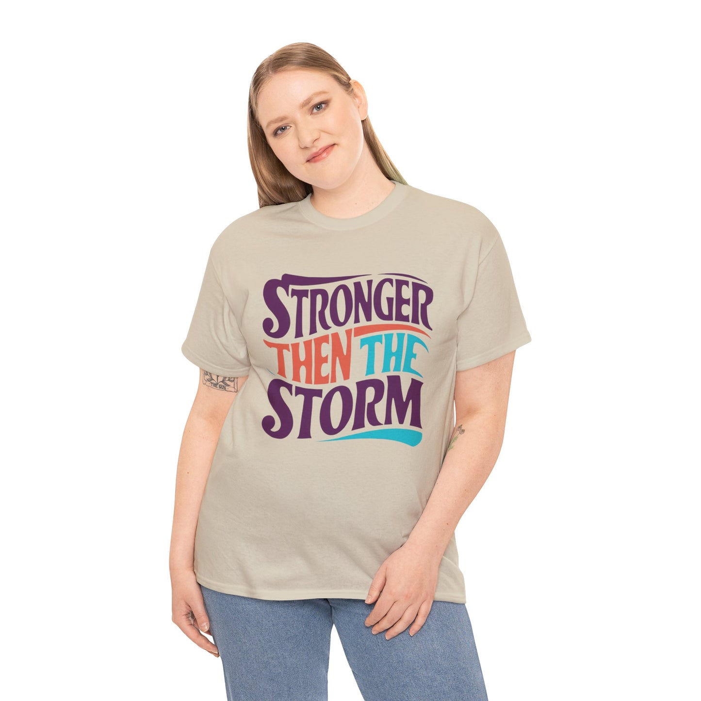 Stronger Then  Printed T Shirt with Hearts