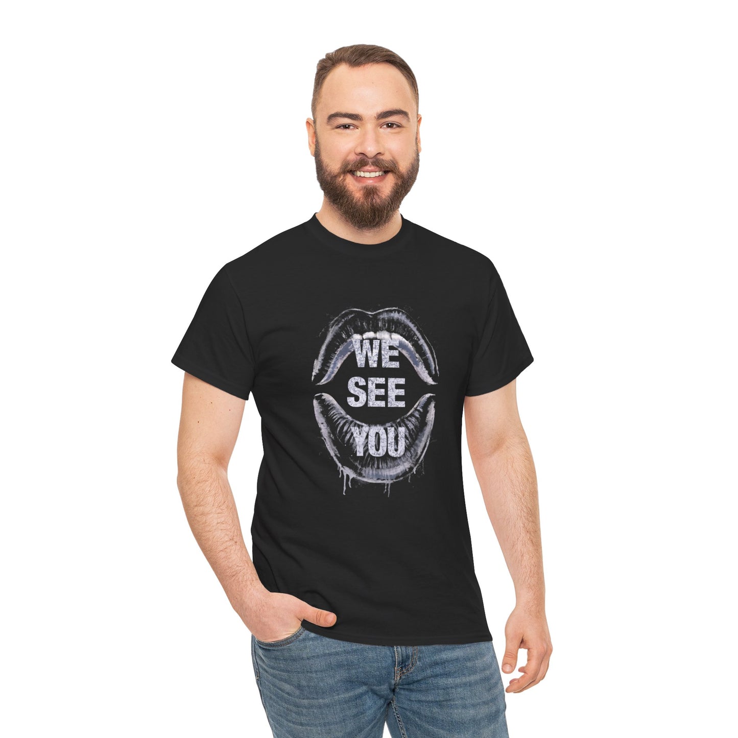 WE See You Printed T Shirt with Hearts