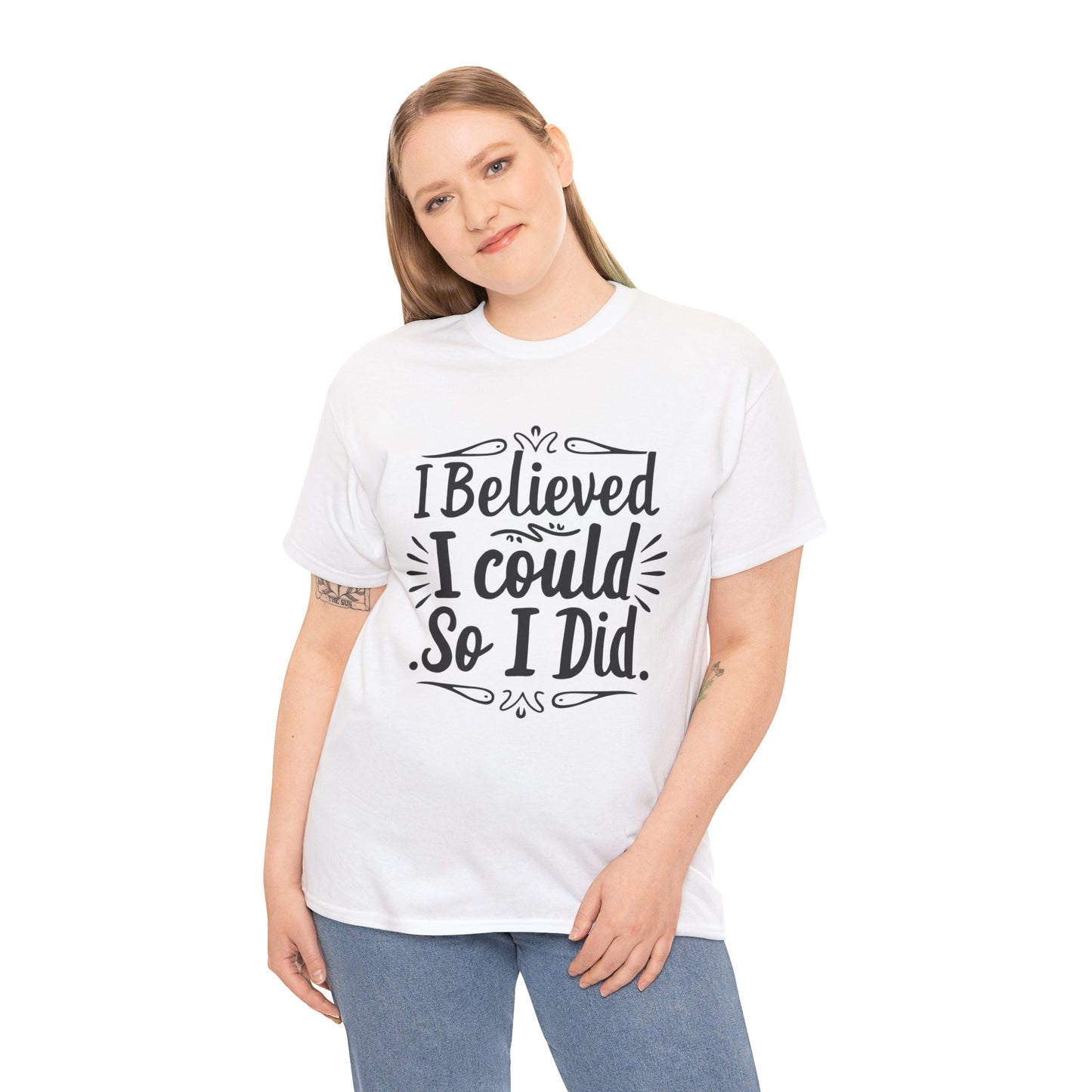 I Believed Printed T Shirt with Hearts