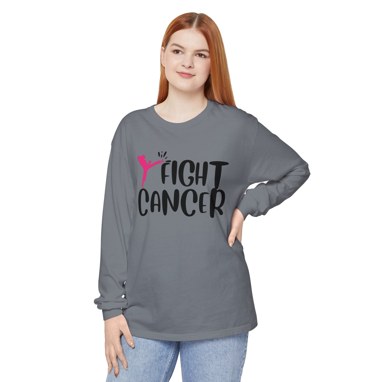 Fight Cancer Unisex Garment-dyed Long Sleeve T-Shirt