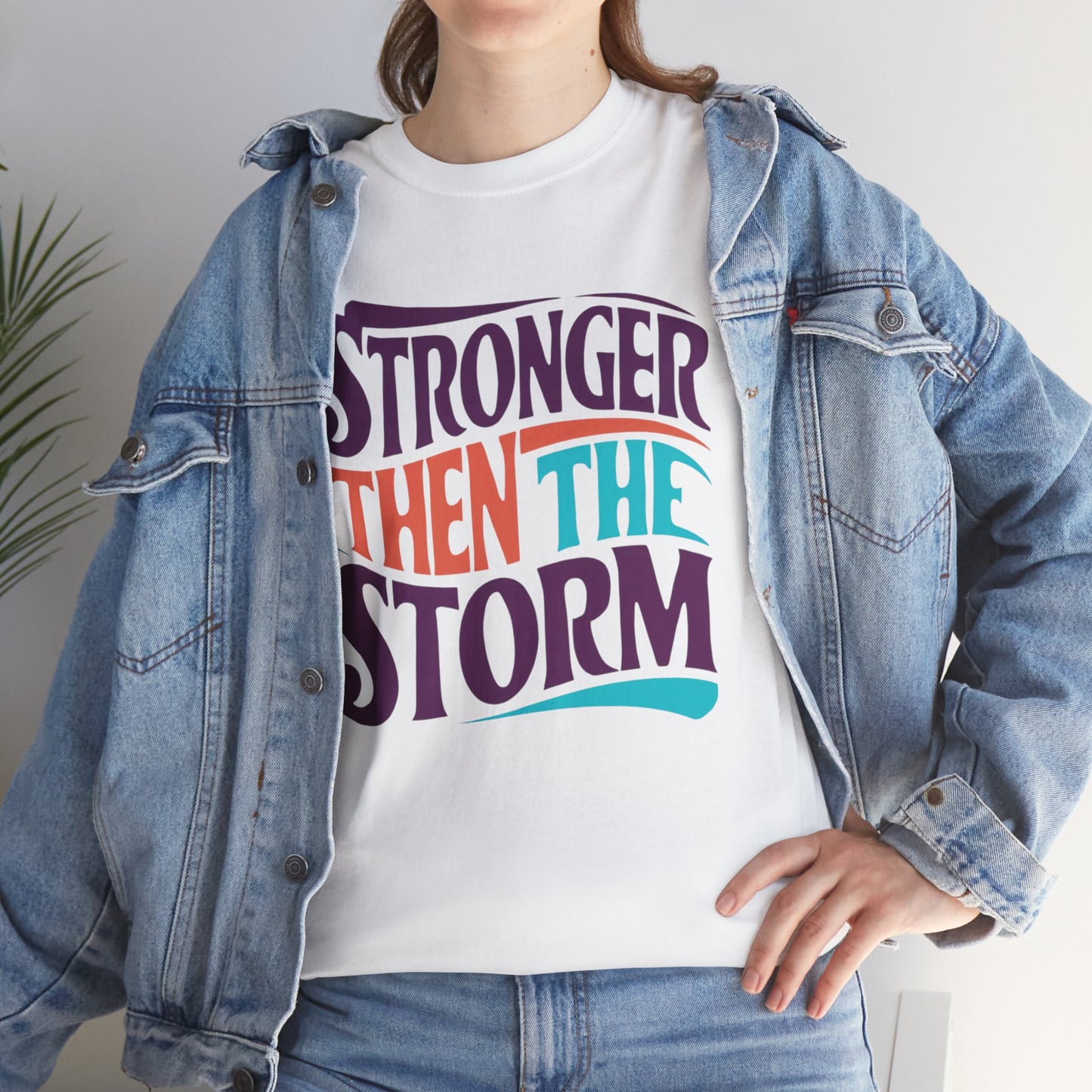 Stronger Then  Printed T Shirt with Hearts