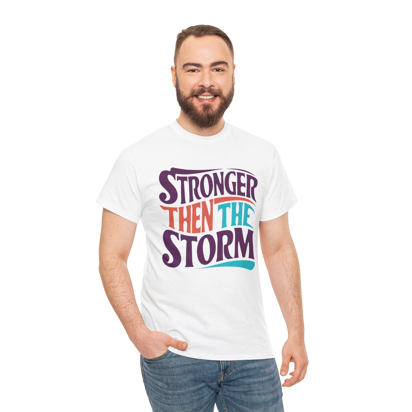 Stronger Then  Printed T Shirt with Hearts