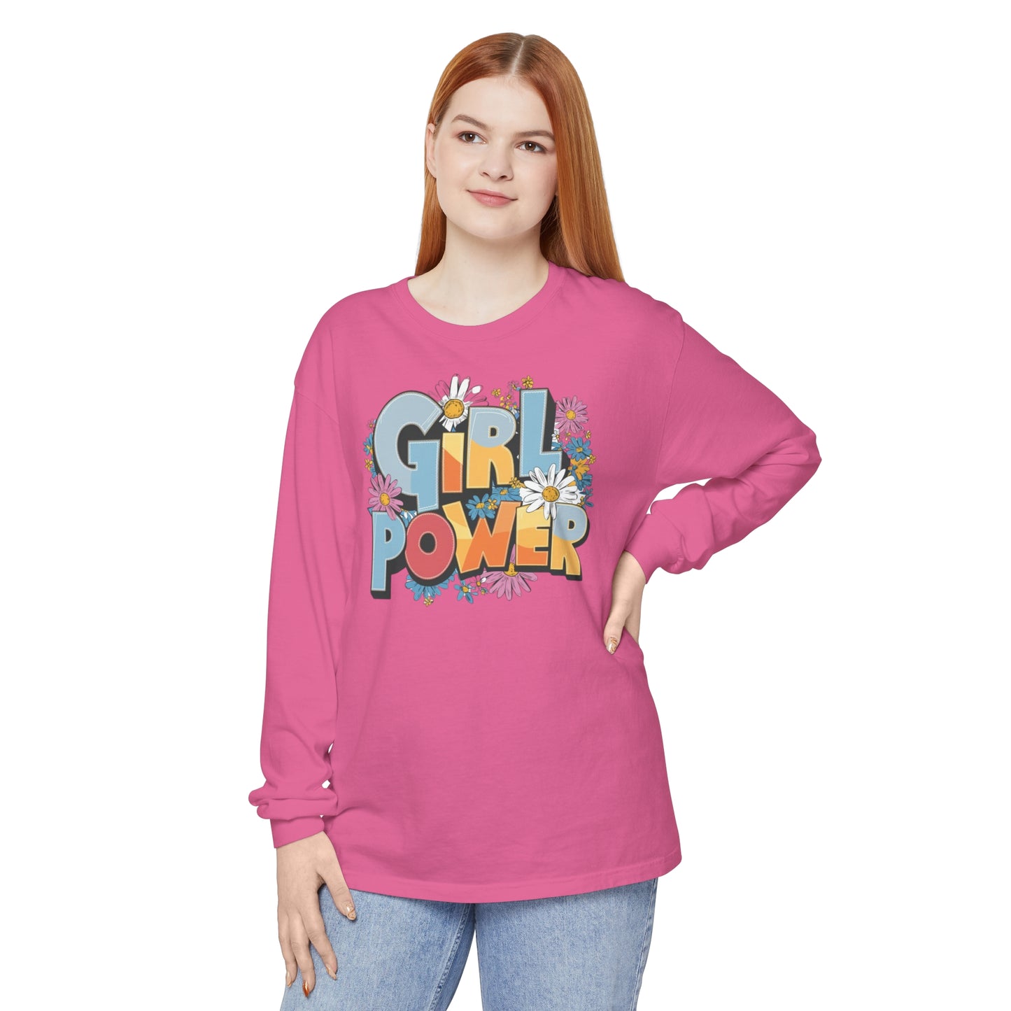 Girl Power Women Garment-dyed Long Sleeve T-Shirt