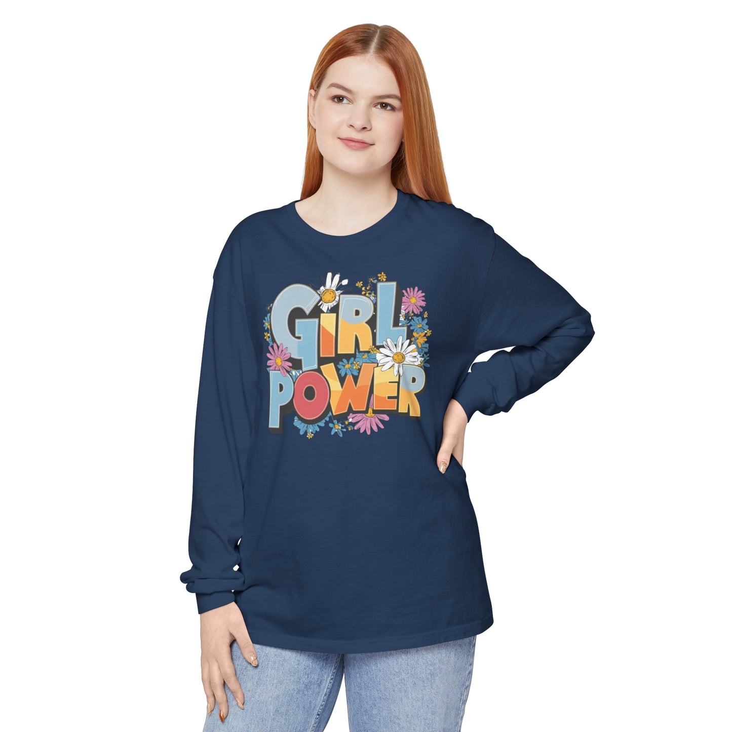 Girl Power Women Garment-dyed Long Sleeve T-Shirt