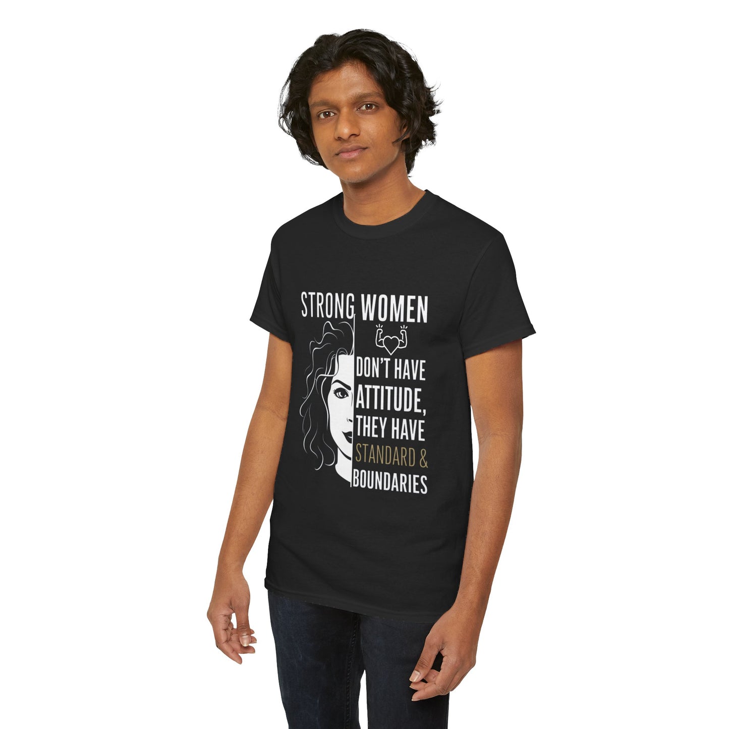 Strong Women Printed T Shirt with Hearts