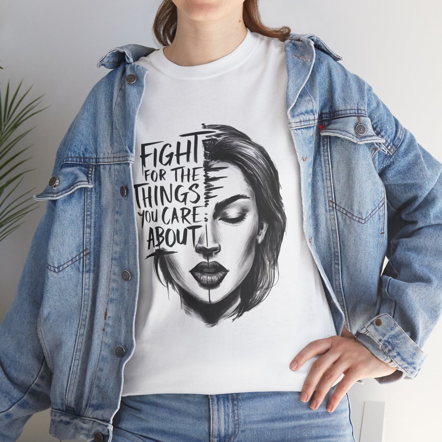 Fight Printed T Shirt with Hearts