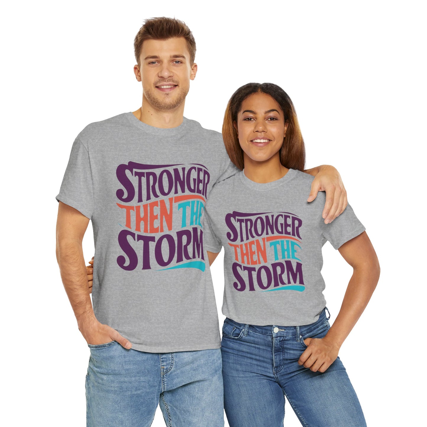 Stronger Then  Printed T Shirt with Hearts