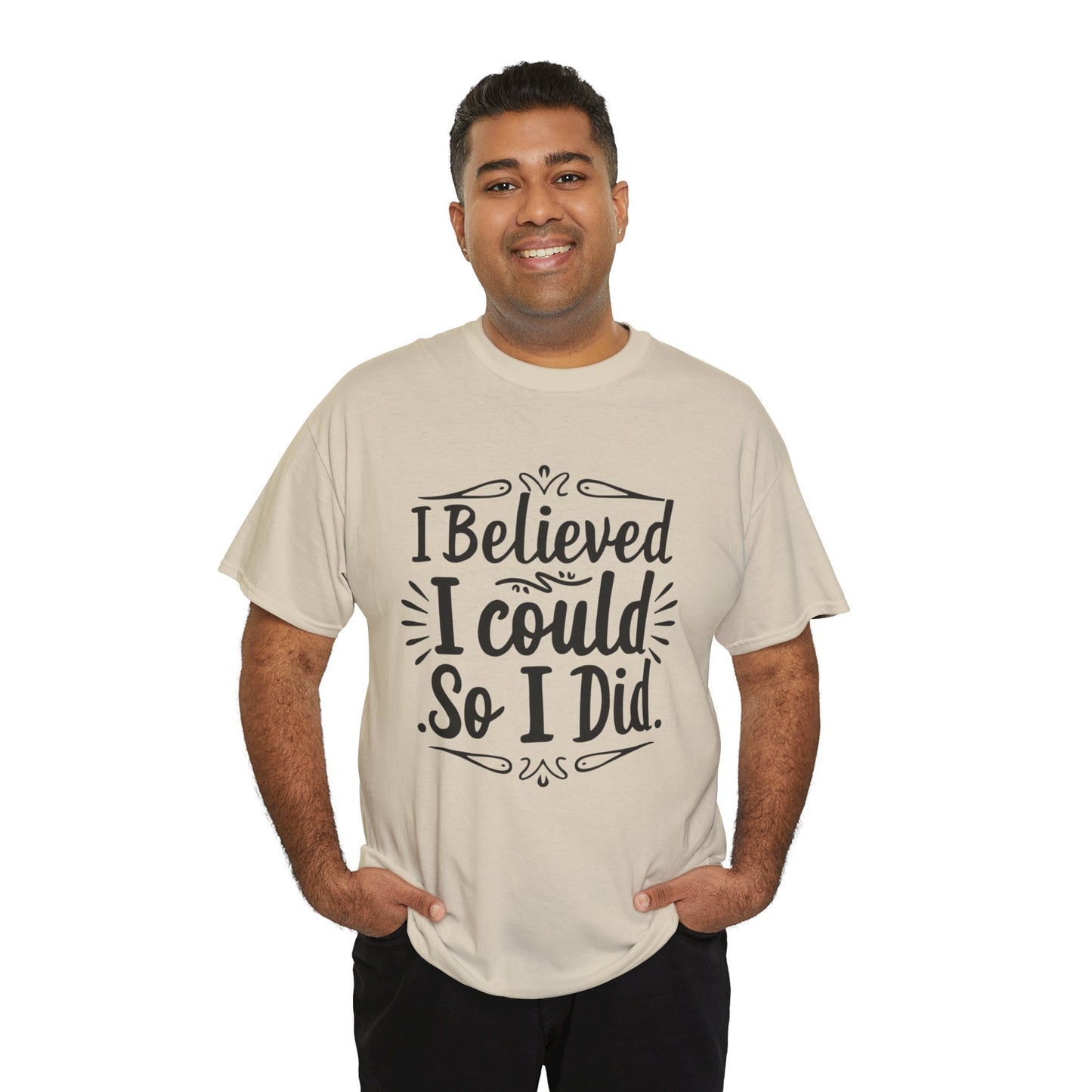 I Believed Printed T Shirt with Hearts