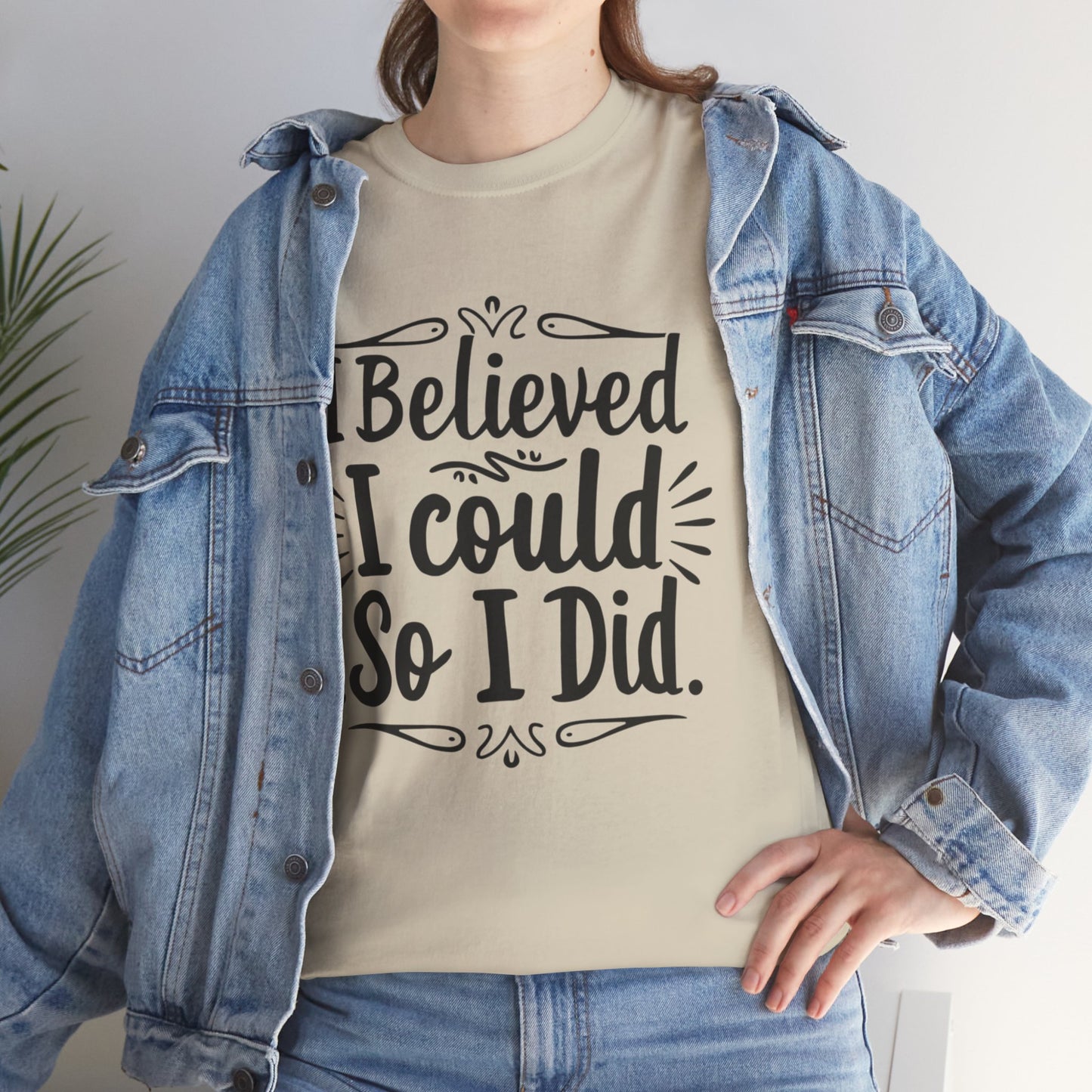 I Believed Printed T Shirt with Hearts