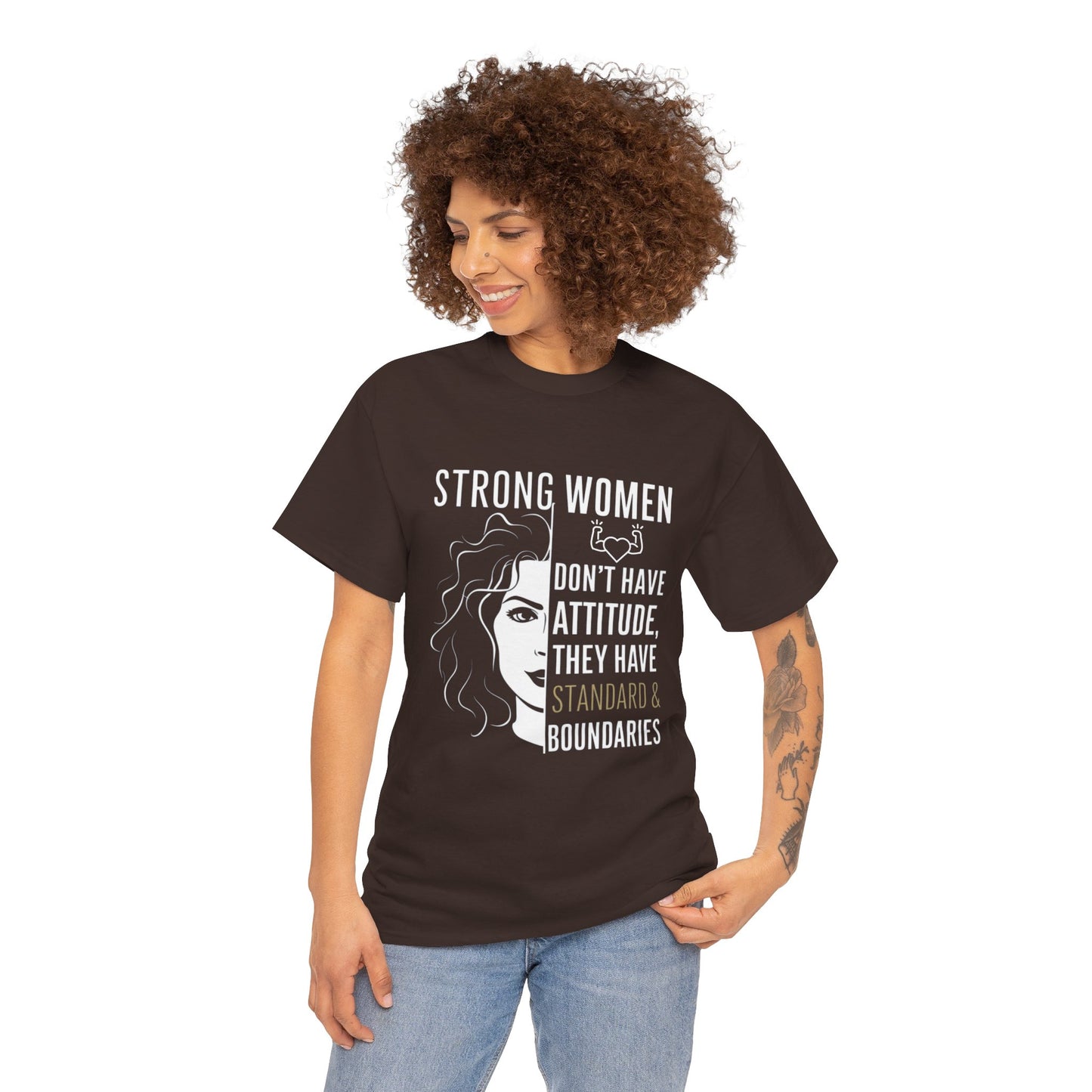 Strong Women Printed T Shirt with Hearts