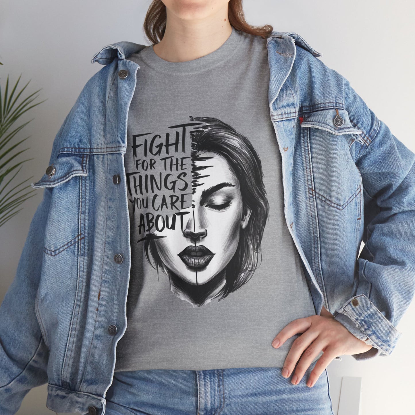 Fight Printed T Shirt with Hearts