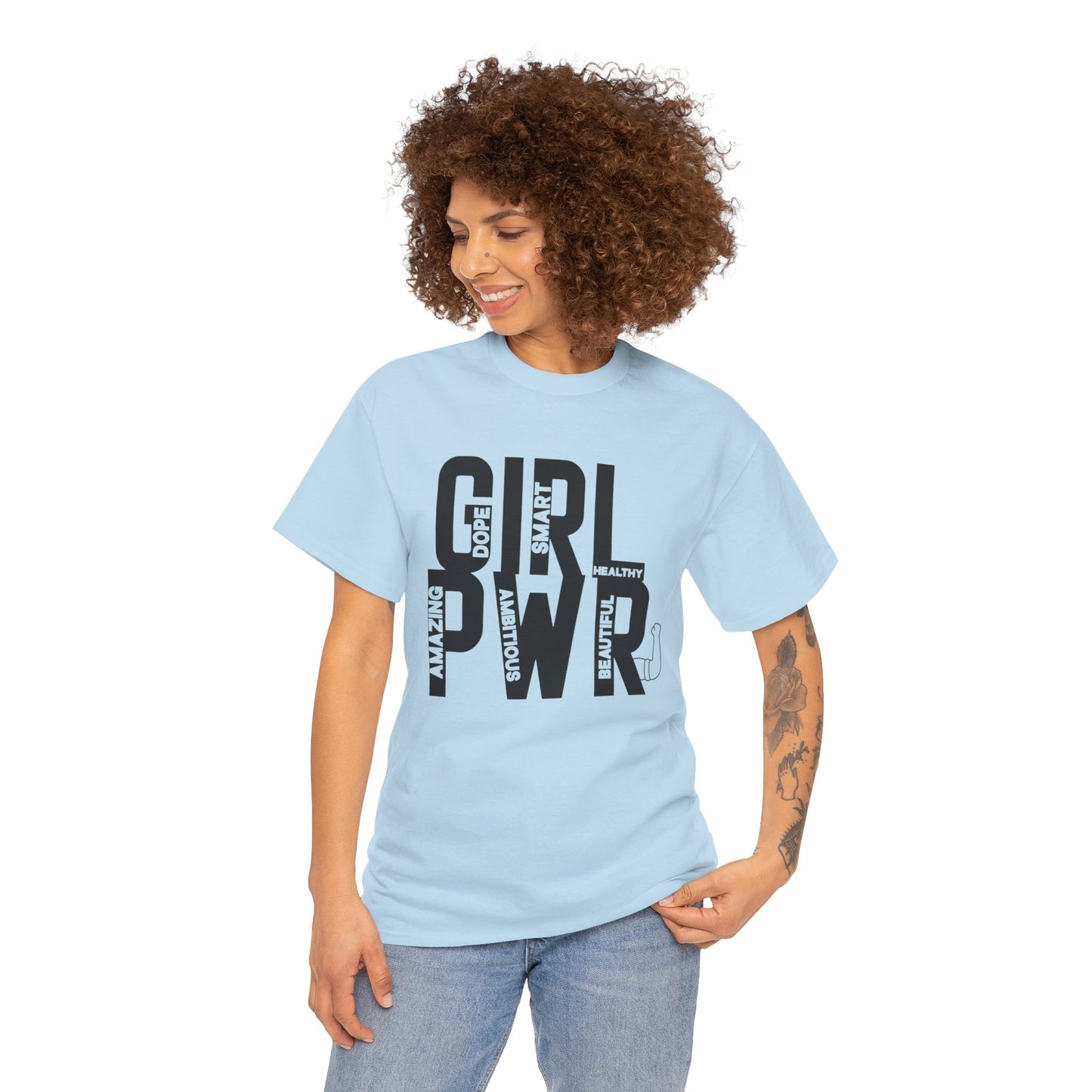 GIRL PWR Printed T Shirt with Hearts
