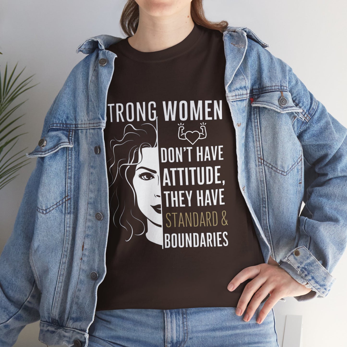 Strong Women Printed T Shirt with Hearts