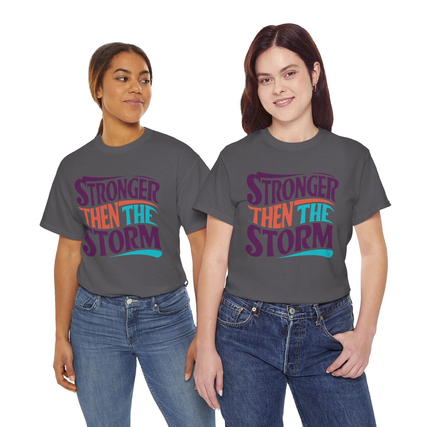 Stronger Then  Printed T Shirt with Hearts