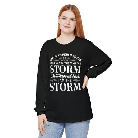 They Whispered Women Garment-dyed Long Sleeve T-Shirt