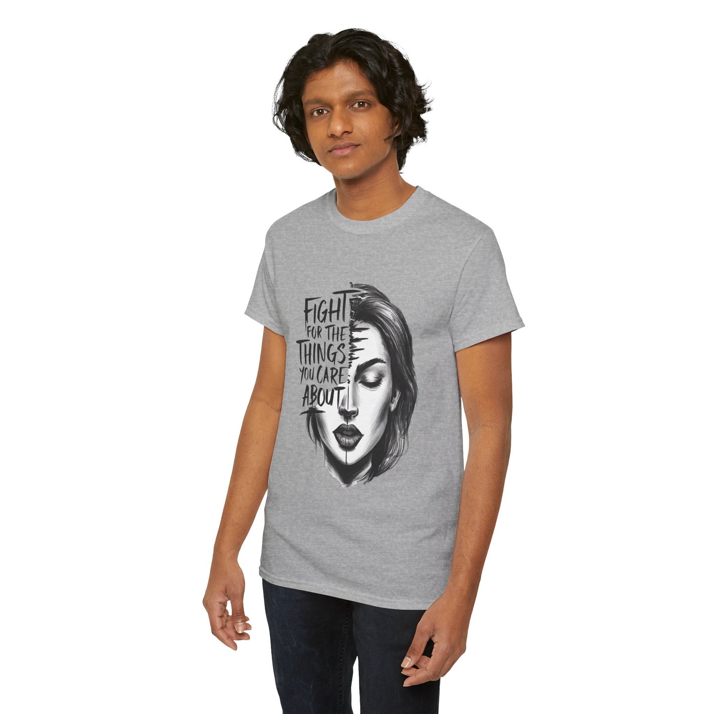 Fight Printed T Shirt with Hearts