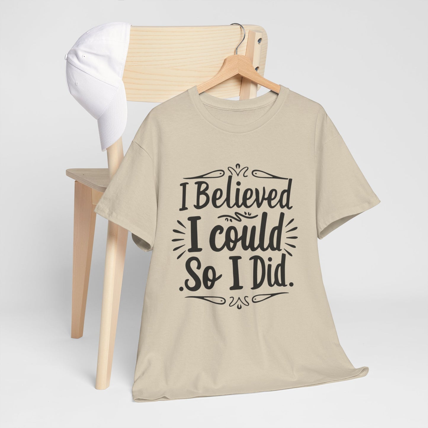 I Believed Printed T Shirt with Hearts