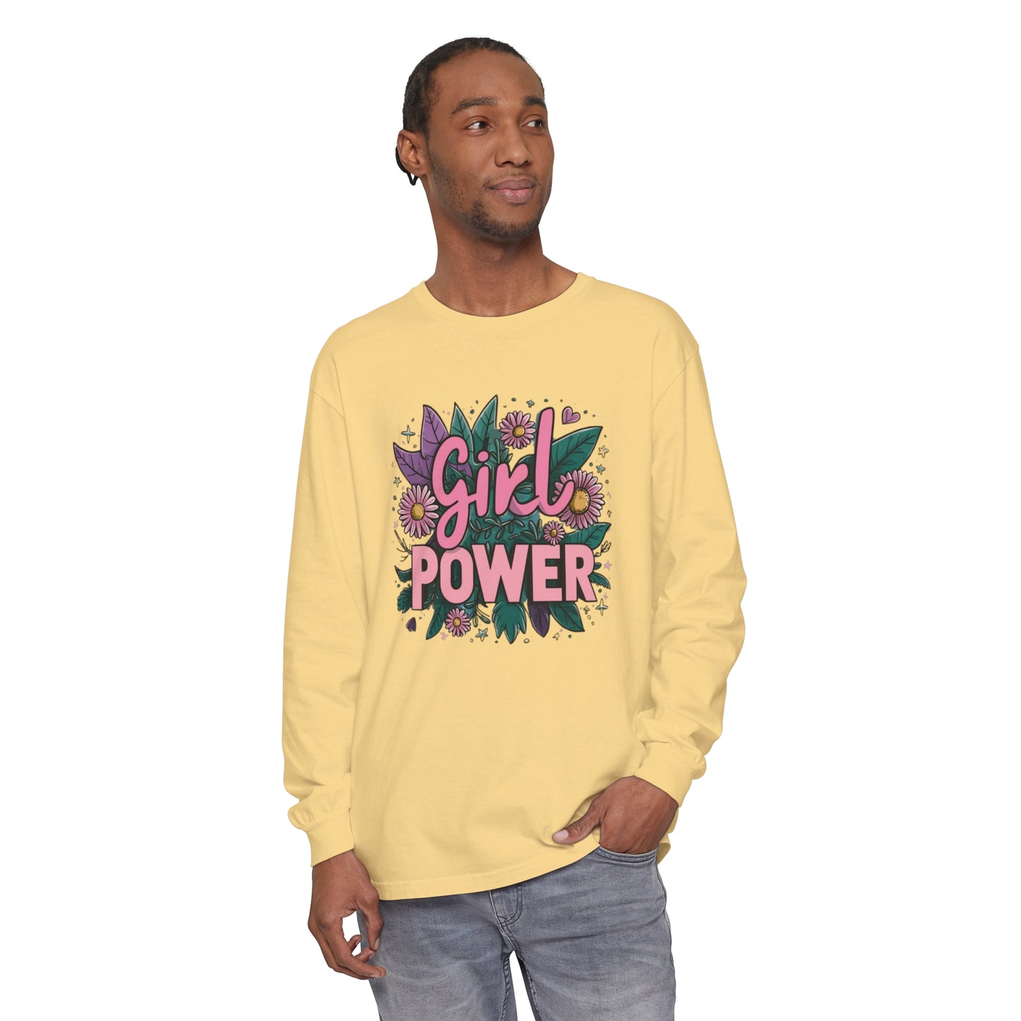 Girl Power Women Garment-dyed Long Sleeve T-Shirt