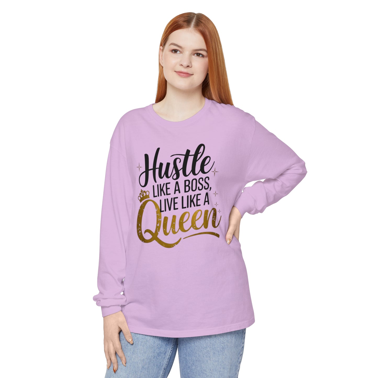 Hustle Women Garment-dyed Long Sleeve T-Shirt