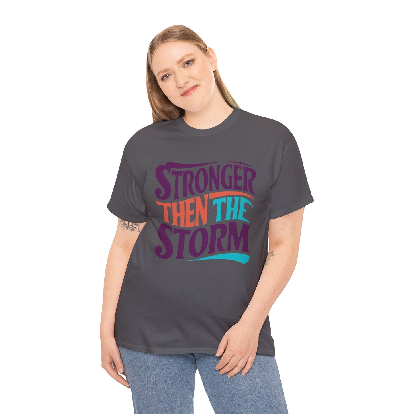 Stronger Then  Printed T Shirt with Hearts