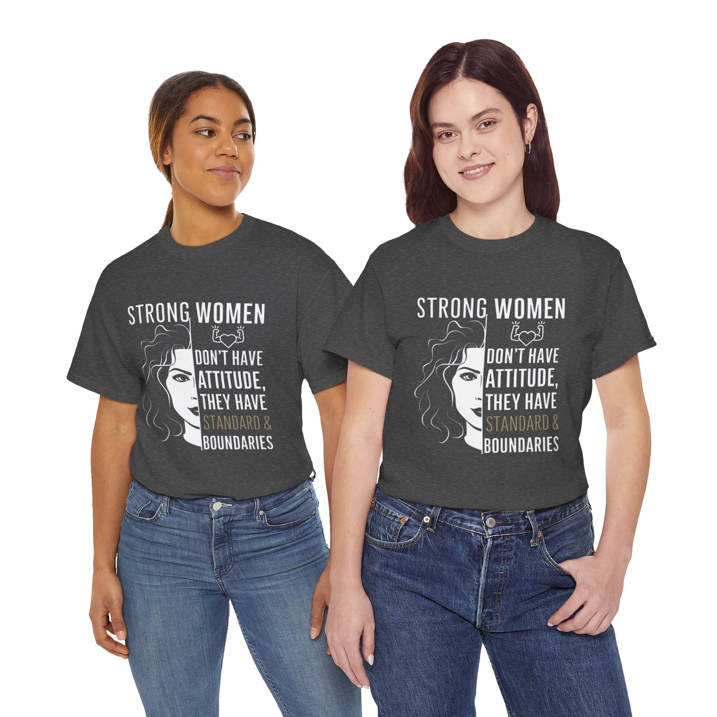 Strong Women Printed T Shirt with Hearts