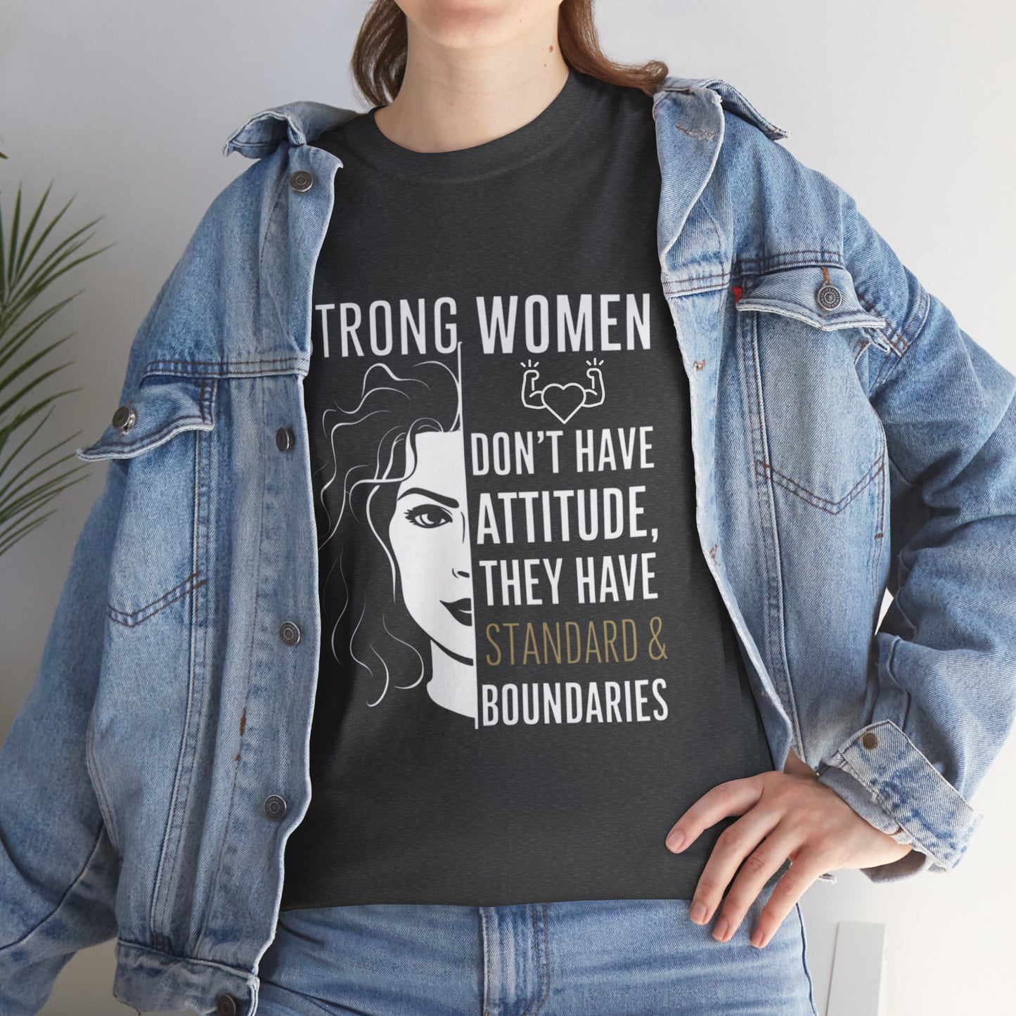 Strong Women Printed T Shirt with Hearts