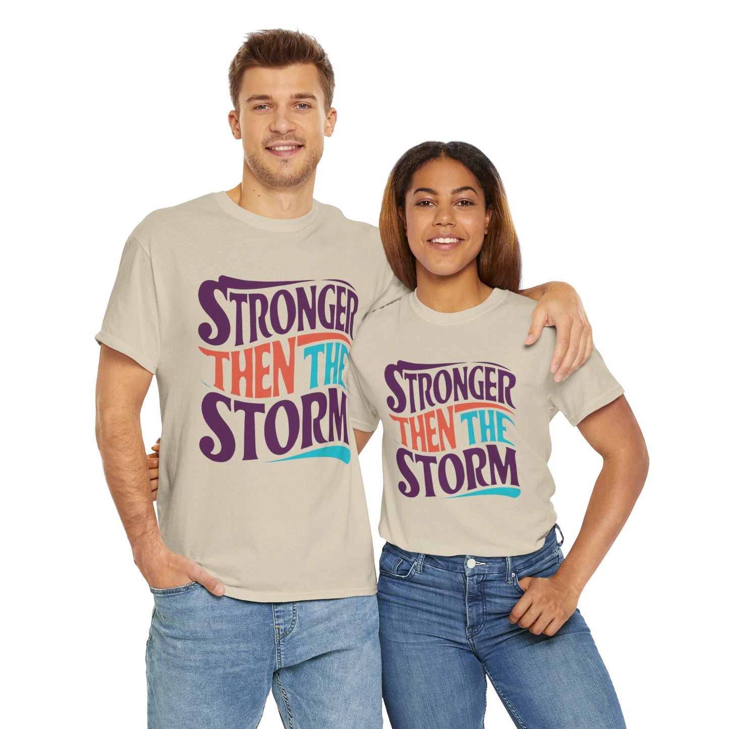 Stronger Then  Printed T Shirt with Hearts