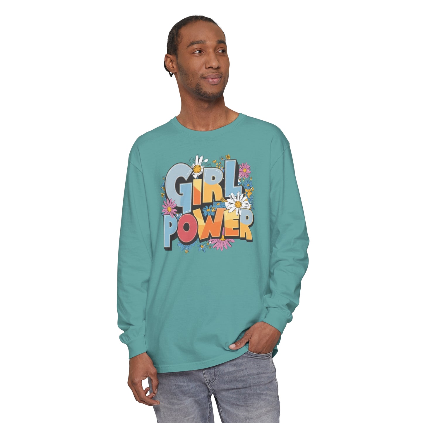 Girl Power Women Garment-dyed Long Sleeve T-Shirt