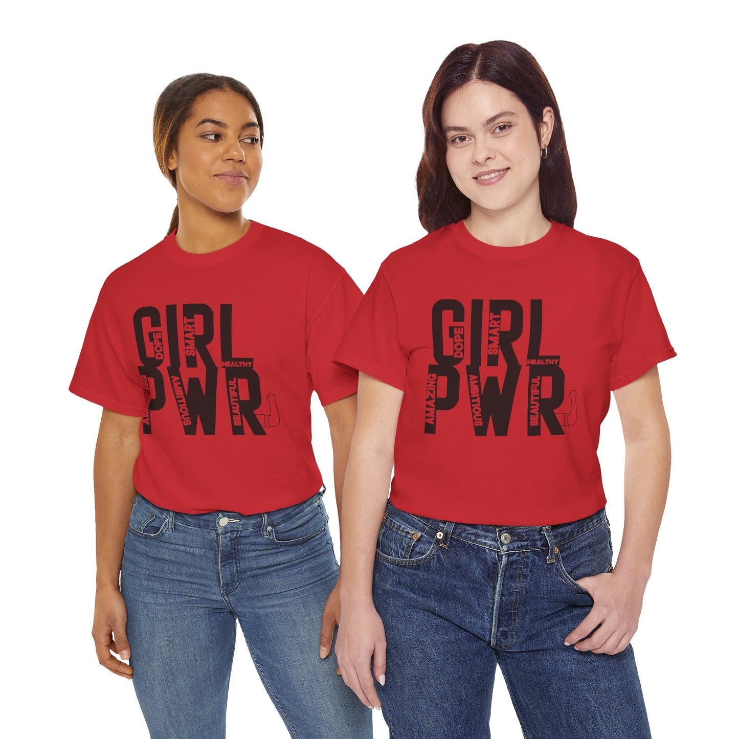 GIRL PWR Printed T Shirt with Hearts