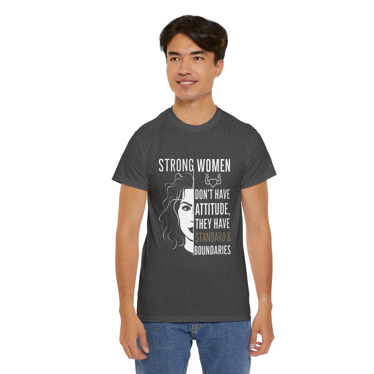 Strong Women Printed T Shirt with Hearts