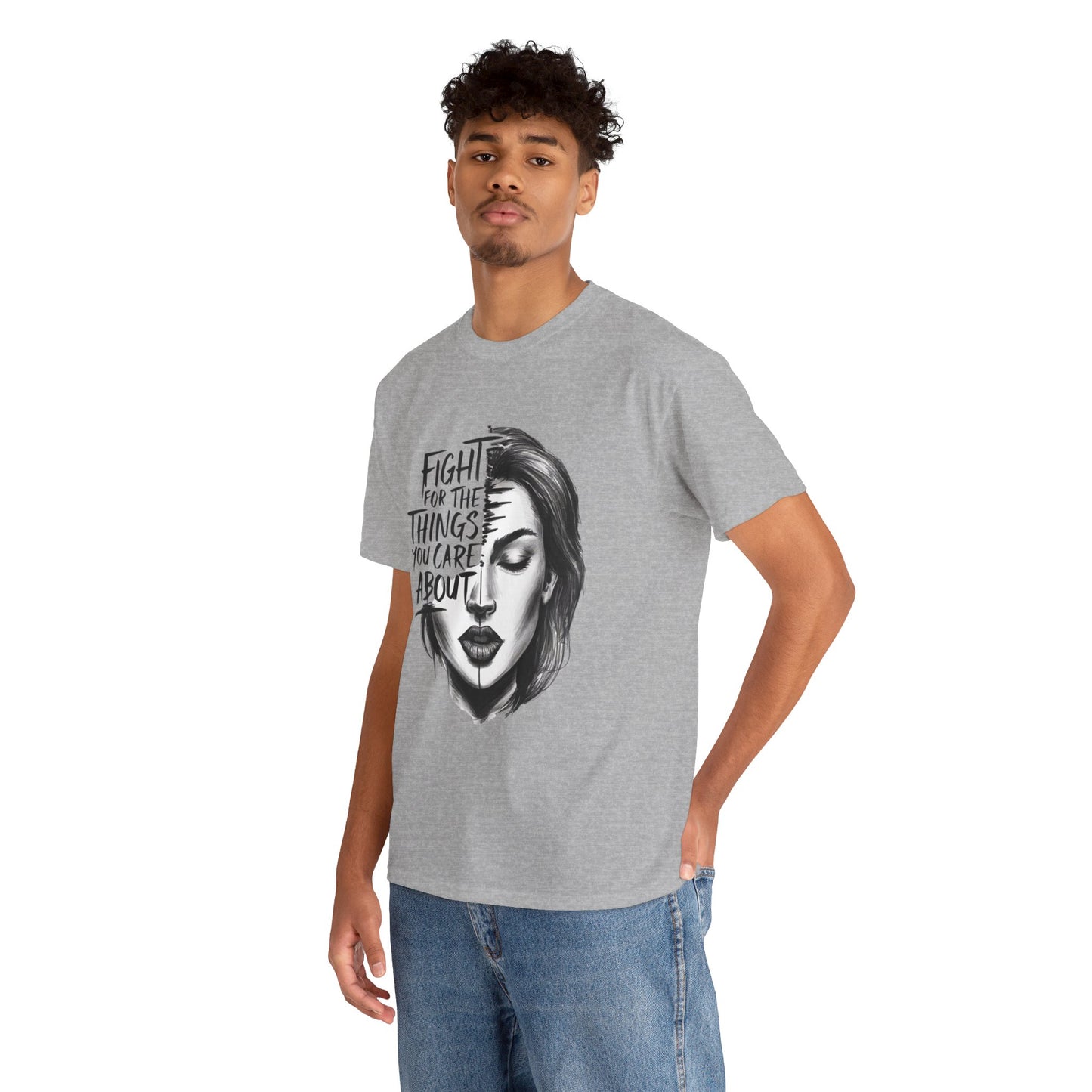 Fight Printed T Shirt with Hearts