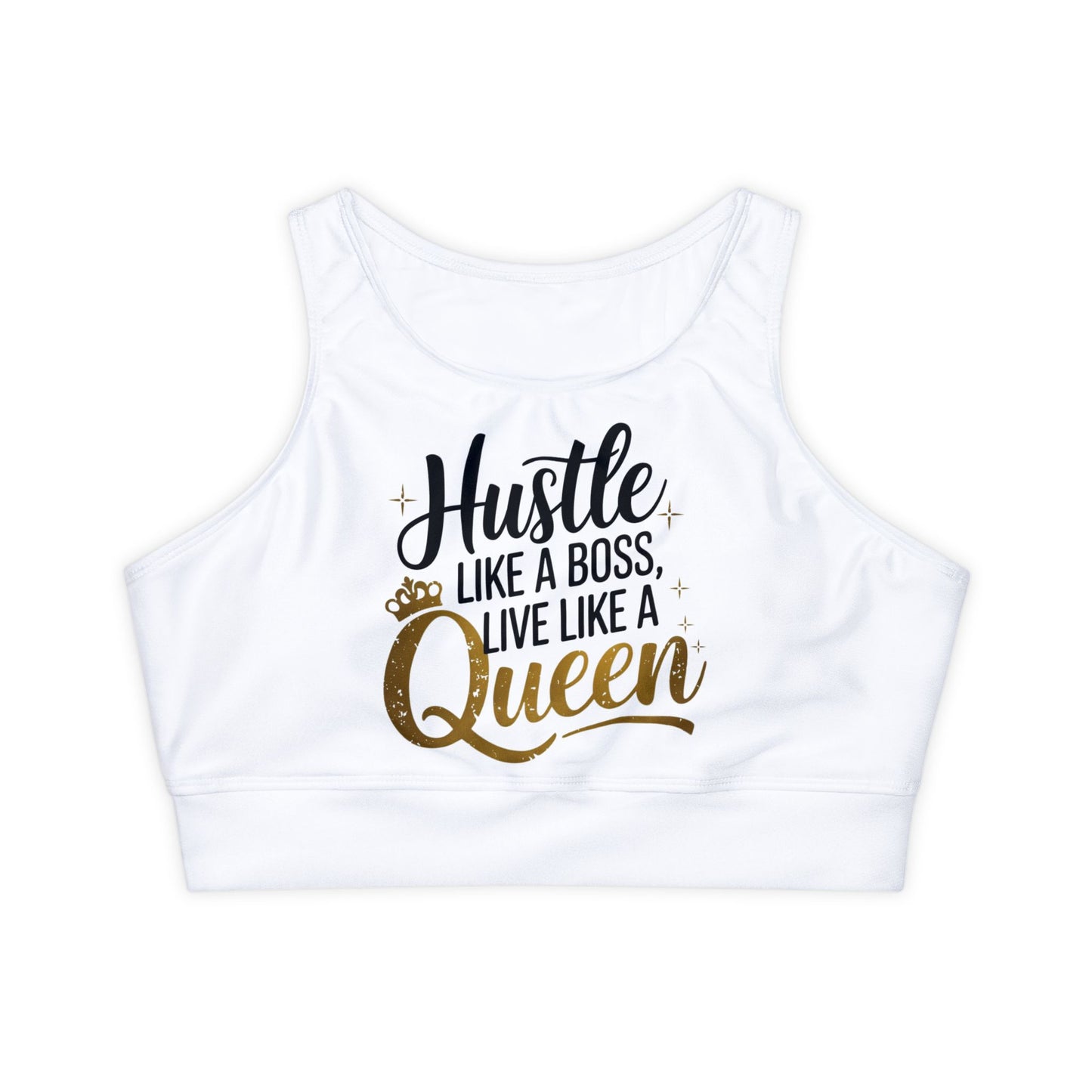 Hustle Fully Lined, Padded Sports Bra (AOP)