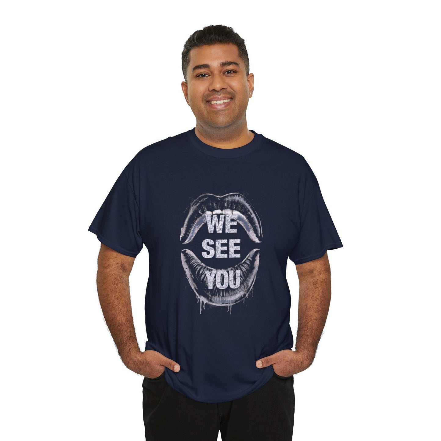 WE See You Printed T Shirt with Hearts