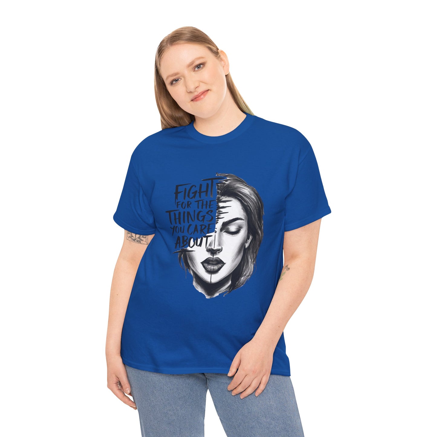 Fight Printed T Shirt with Hearts