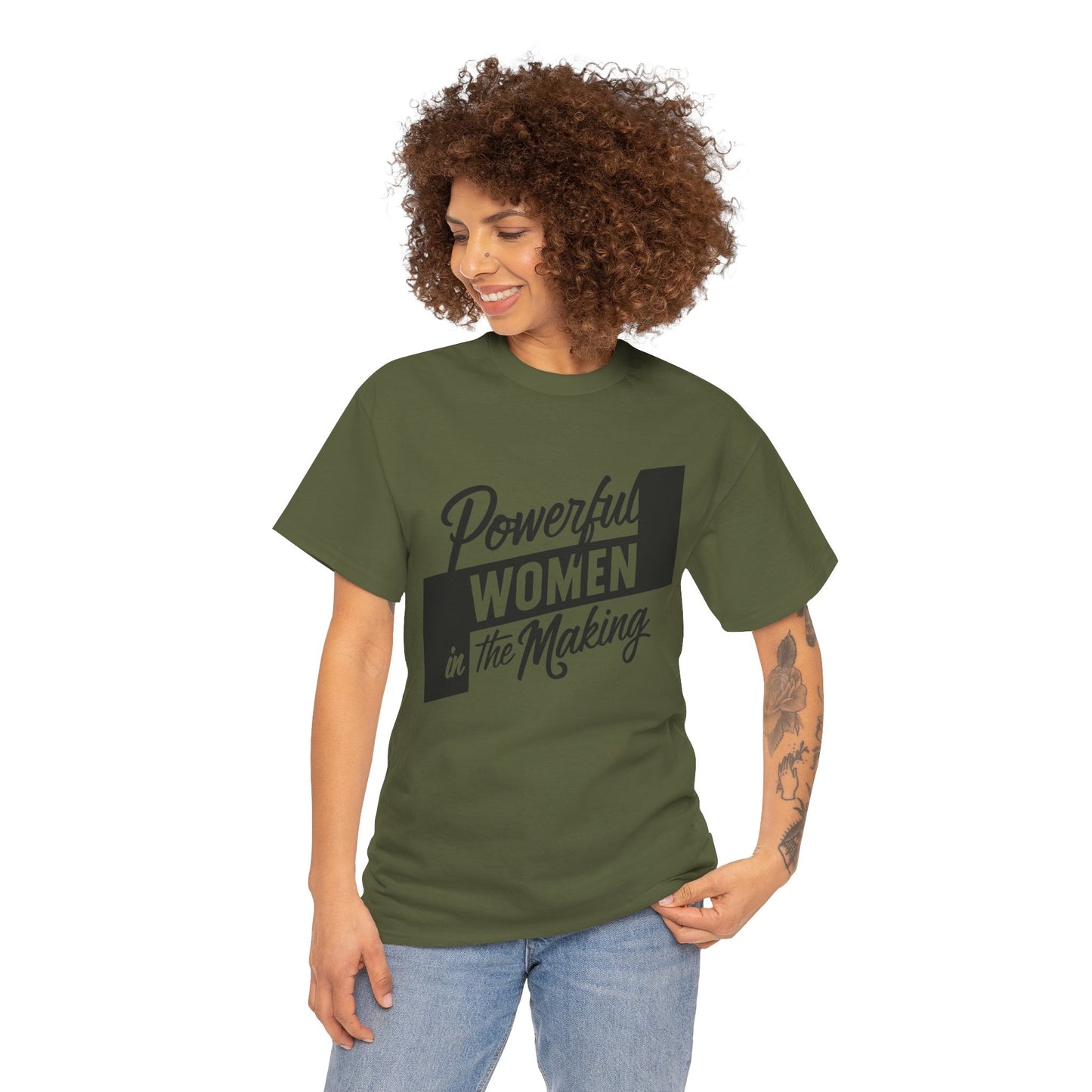 Powerful Women Printed T Shirt with Hearts