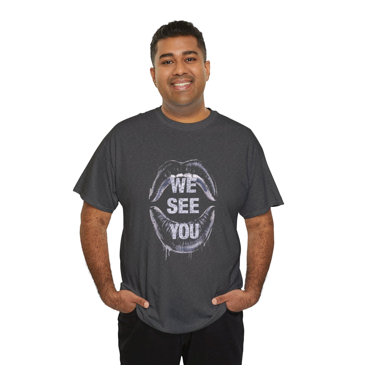 WE See You Printed T Shirt with Hearts
