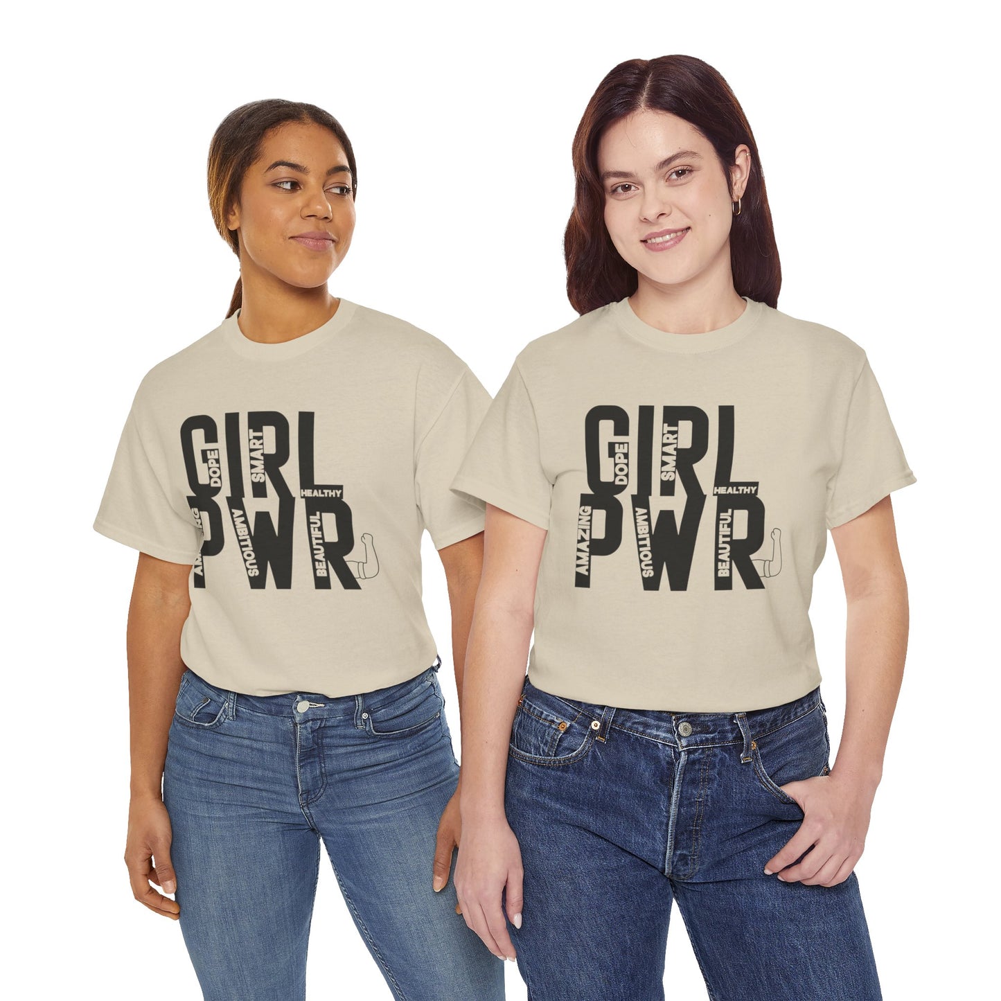GIRL PWR Printed T Shirt with Hearts
