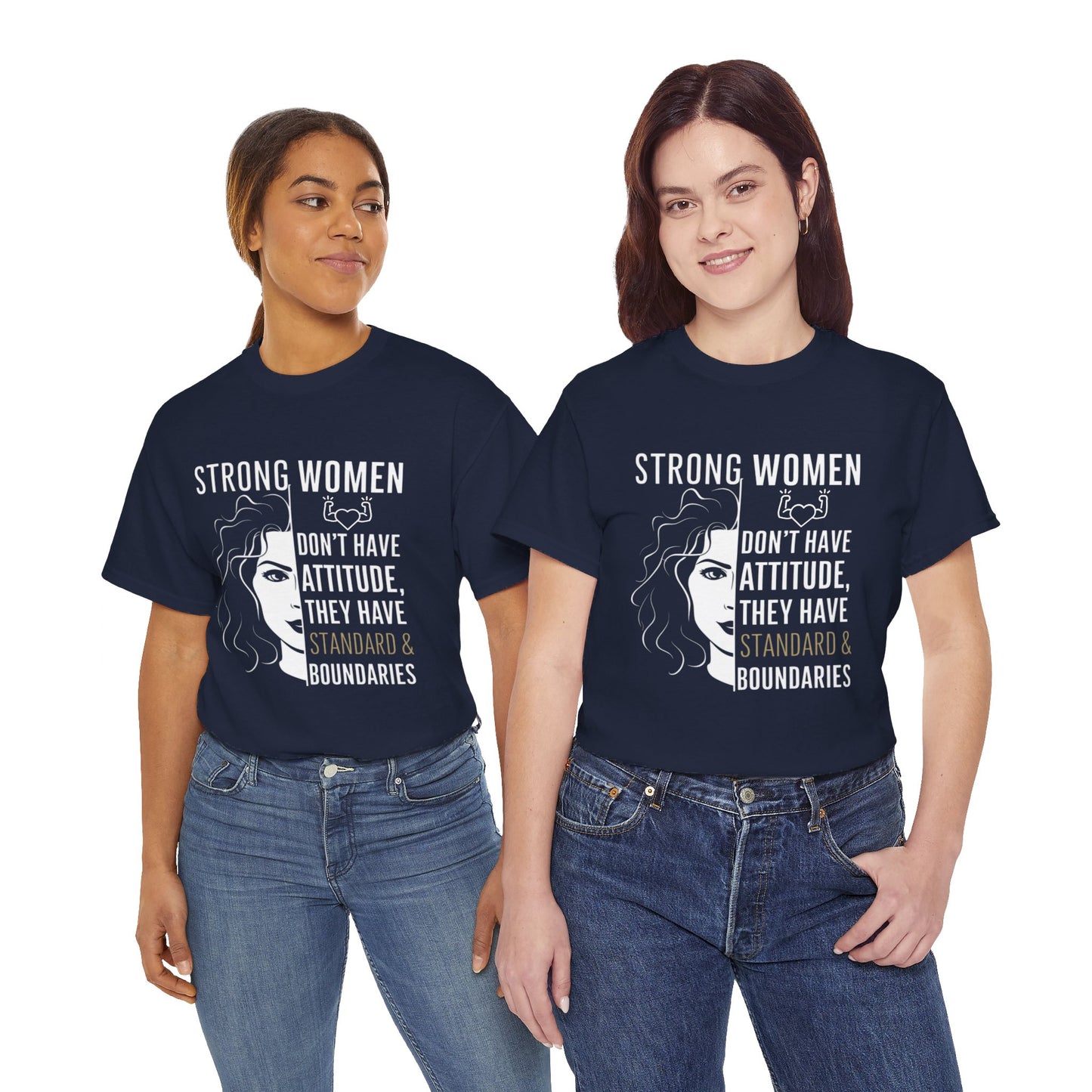 Strong Women Printed T Shirt with Hearts