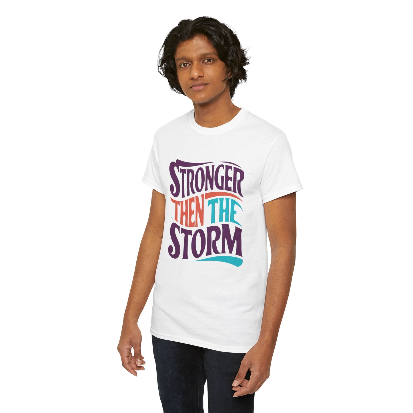 Stronger Then  Printed T Shirt with Hearts