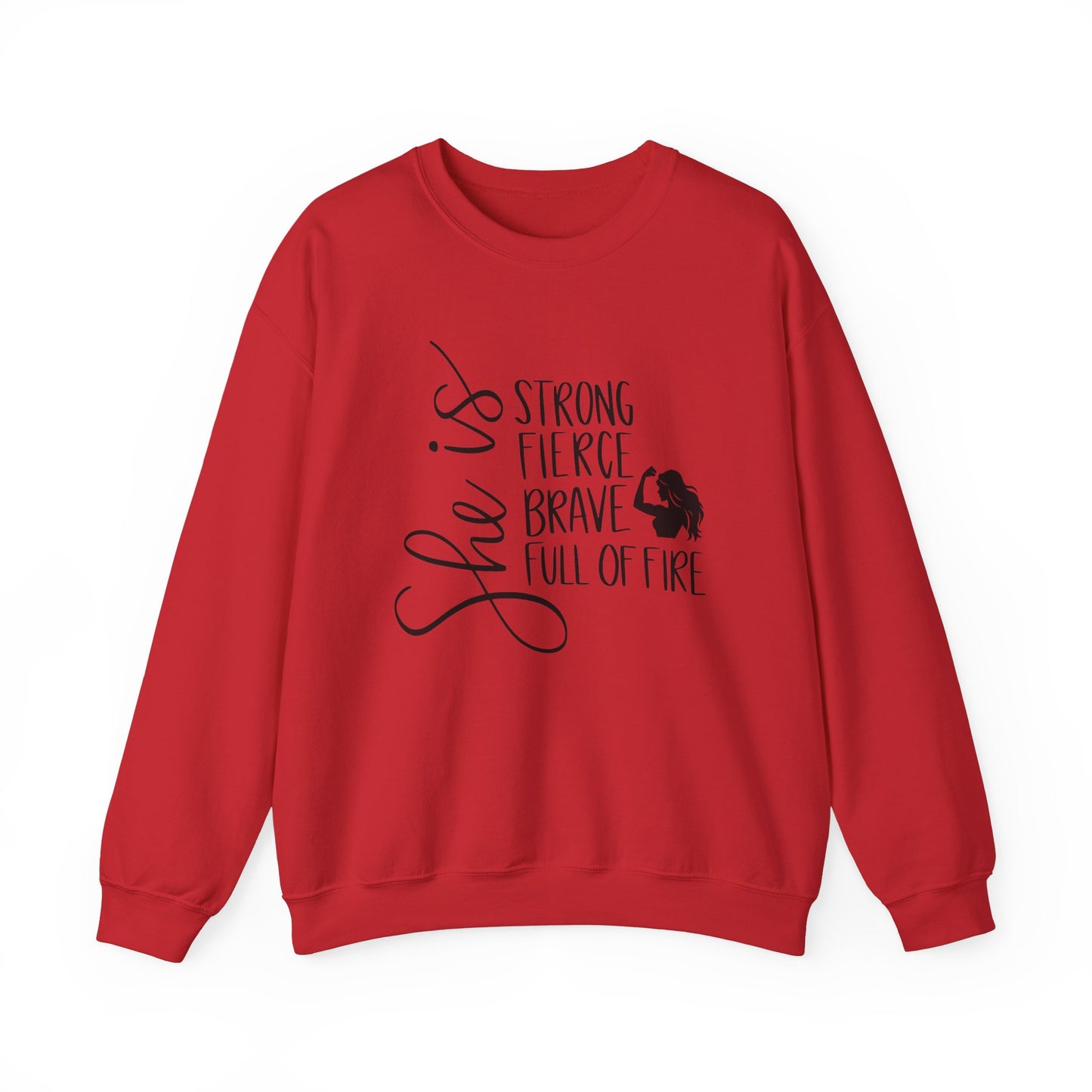 She Is Strong Fierce Brave Unisex Heavy Blend™ Crewneck Sweatshirt