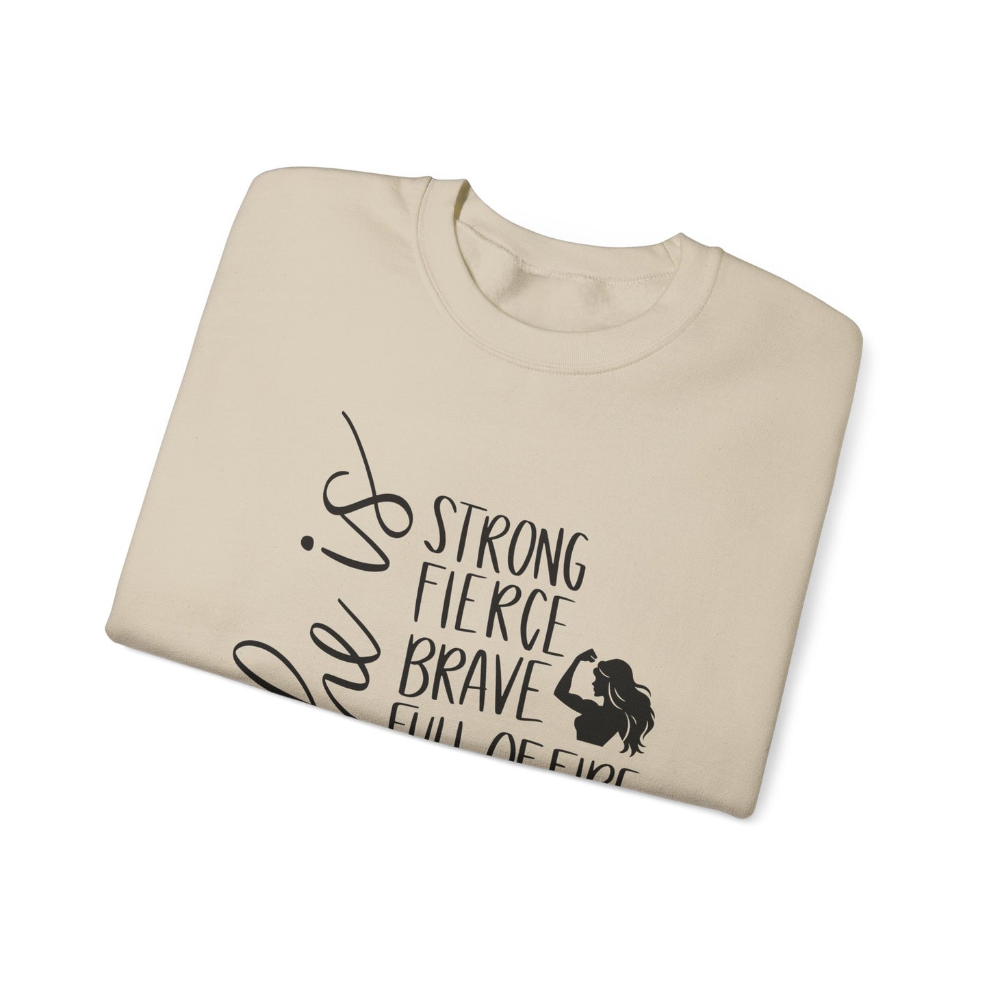 She Is Strong Fierce Brave Unisex Heavy Blend™ Crewneck Sweatshirt