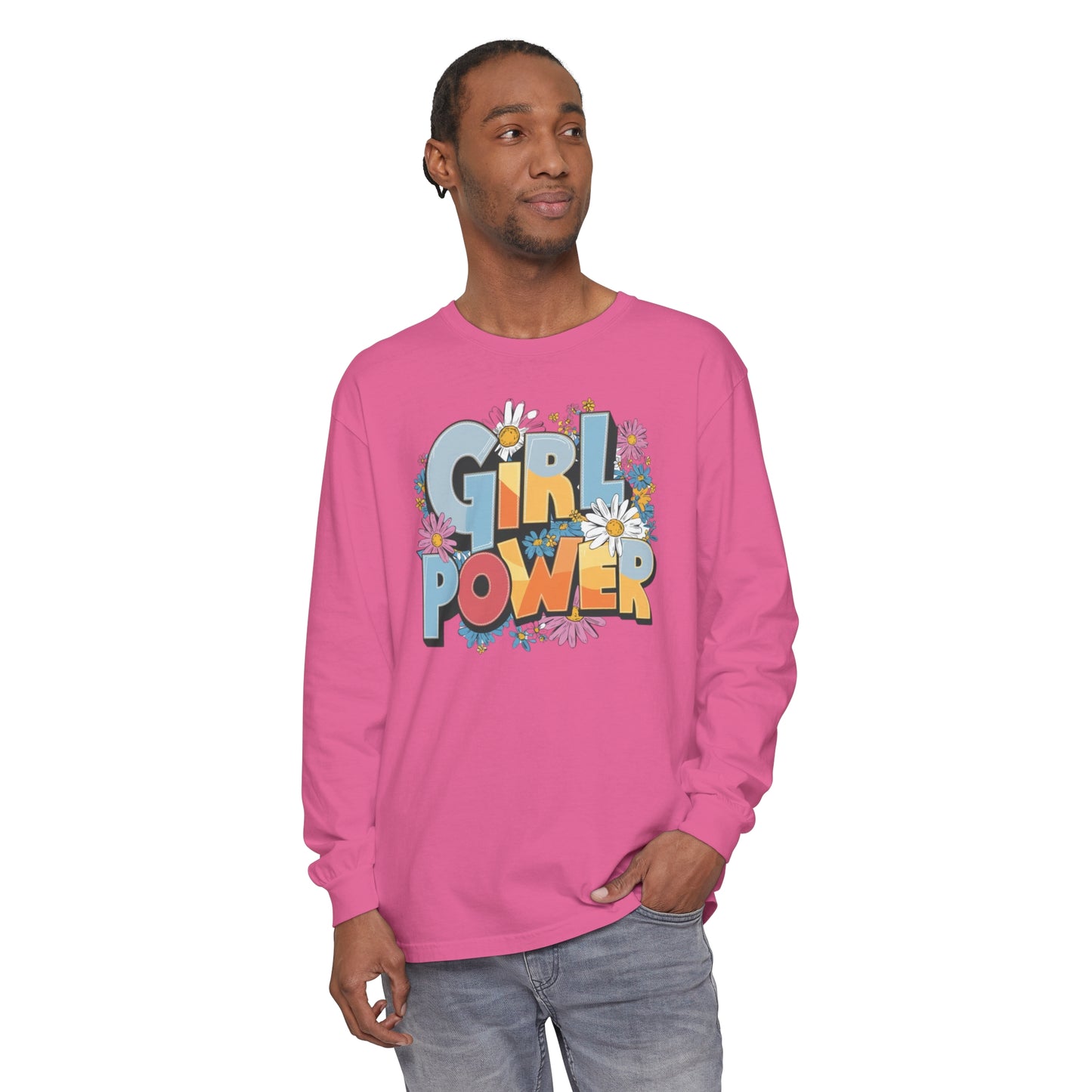 Girl Power Women Garment-dyed Long Sleeve T-Shirt