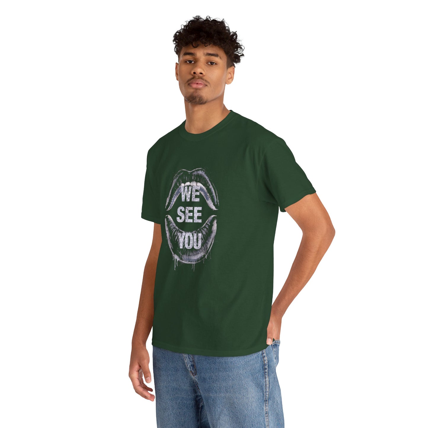 WE See You Printed T Shirt with Hearts
