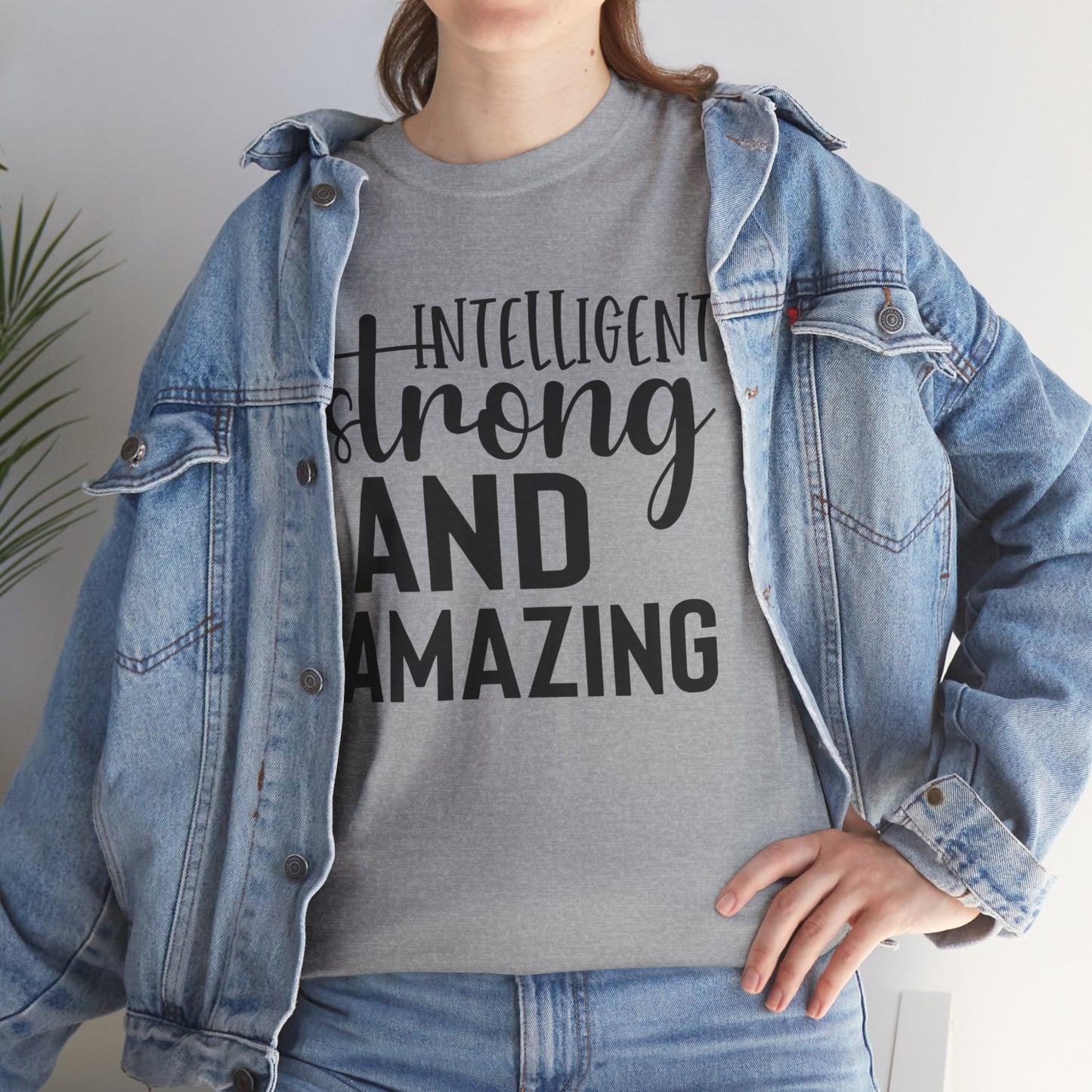 Intelligent Strong Printed T Shirt with Hearts