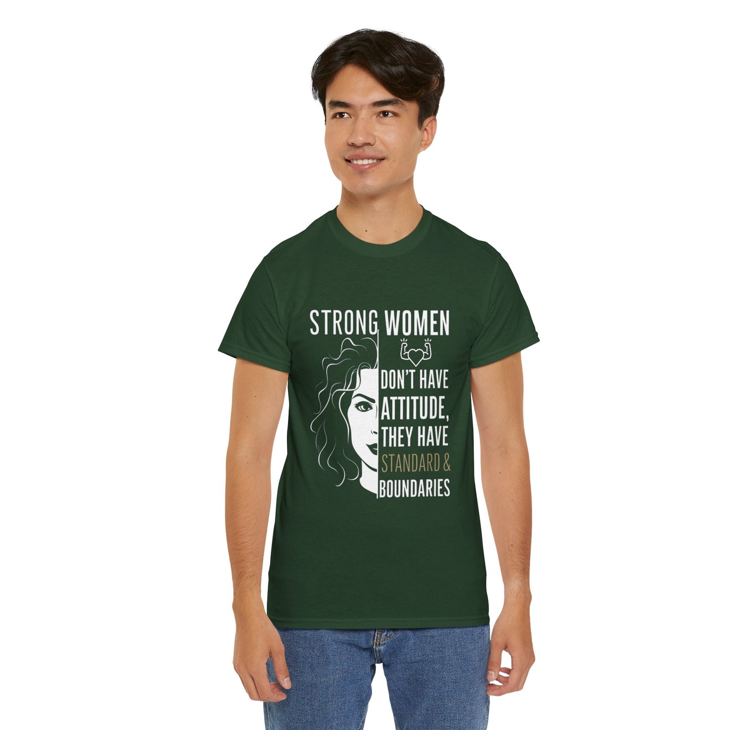 Strong Women Printed T Shirt with Hearts